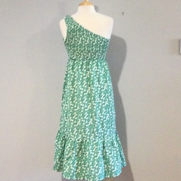 Deep Self Floral One Shoulder Smocked A-line Midi Dress Size M - Picture 7 of 16